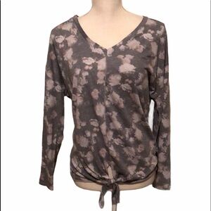 Chasor front tie pullover top, gray, large